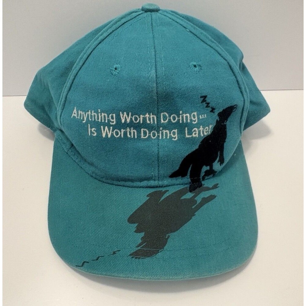 1996 Vintage THE SIMPSONS IN THE DARK GRANDPA Hat TEAL Shadow Silhouette